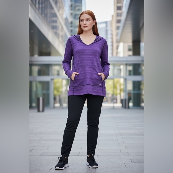Champion Tops - NEW, Champion, Heather Purple Hooded Top, Large